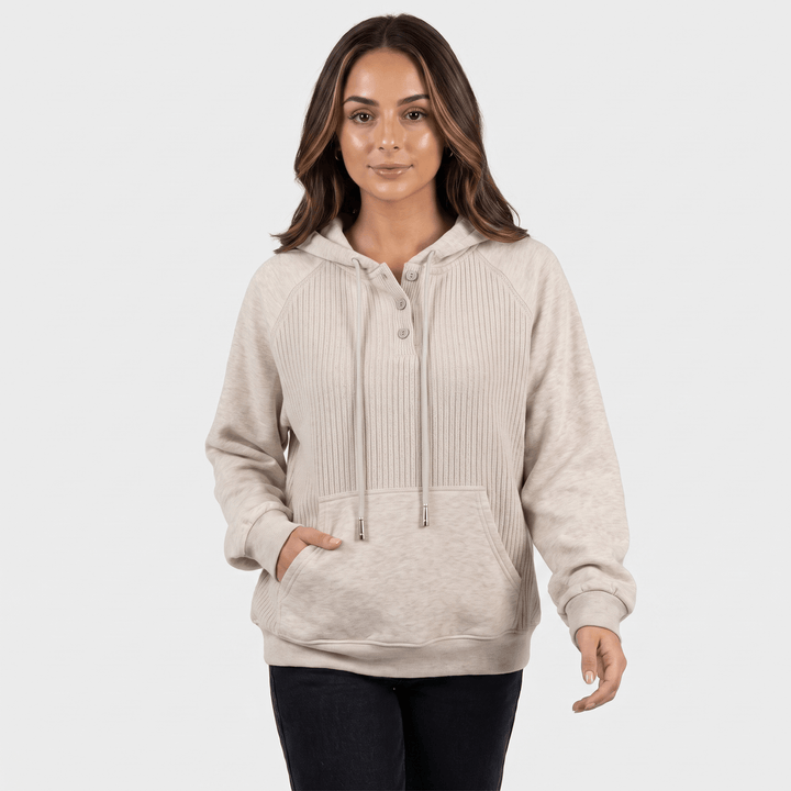Thais | Women's Ribbed Placket Hoodie