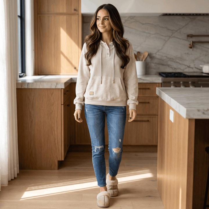 Thais | Women's Ribbed Placket Hoodie