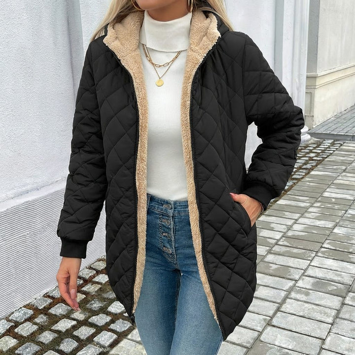 Simone | Women's Quilted Longline Hooded Coat with Lined Hood