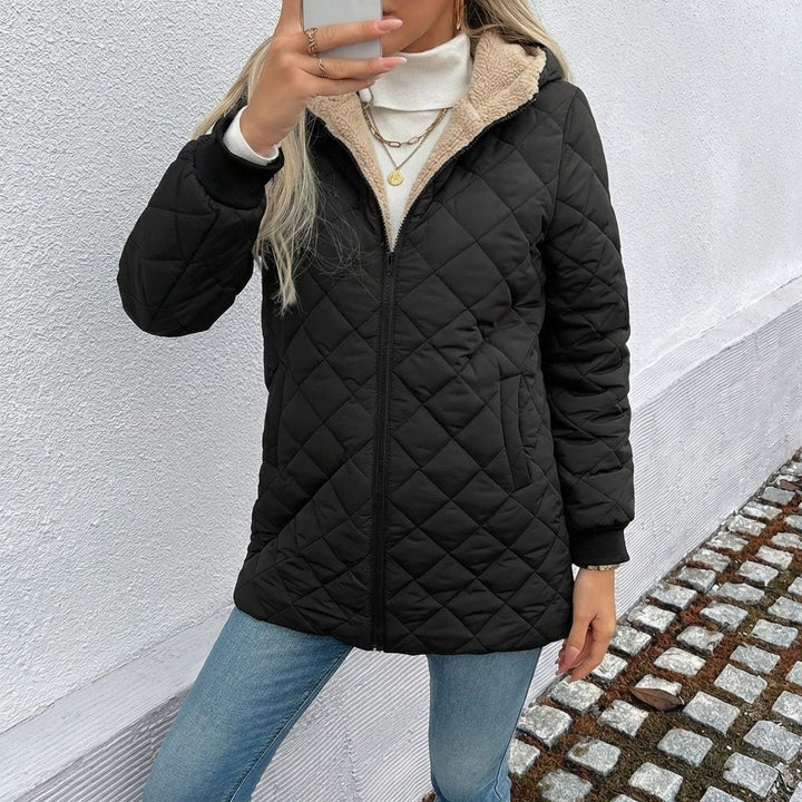 Simone | Women's Quilted Longline Hooded Coat with Lined Hood