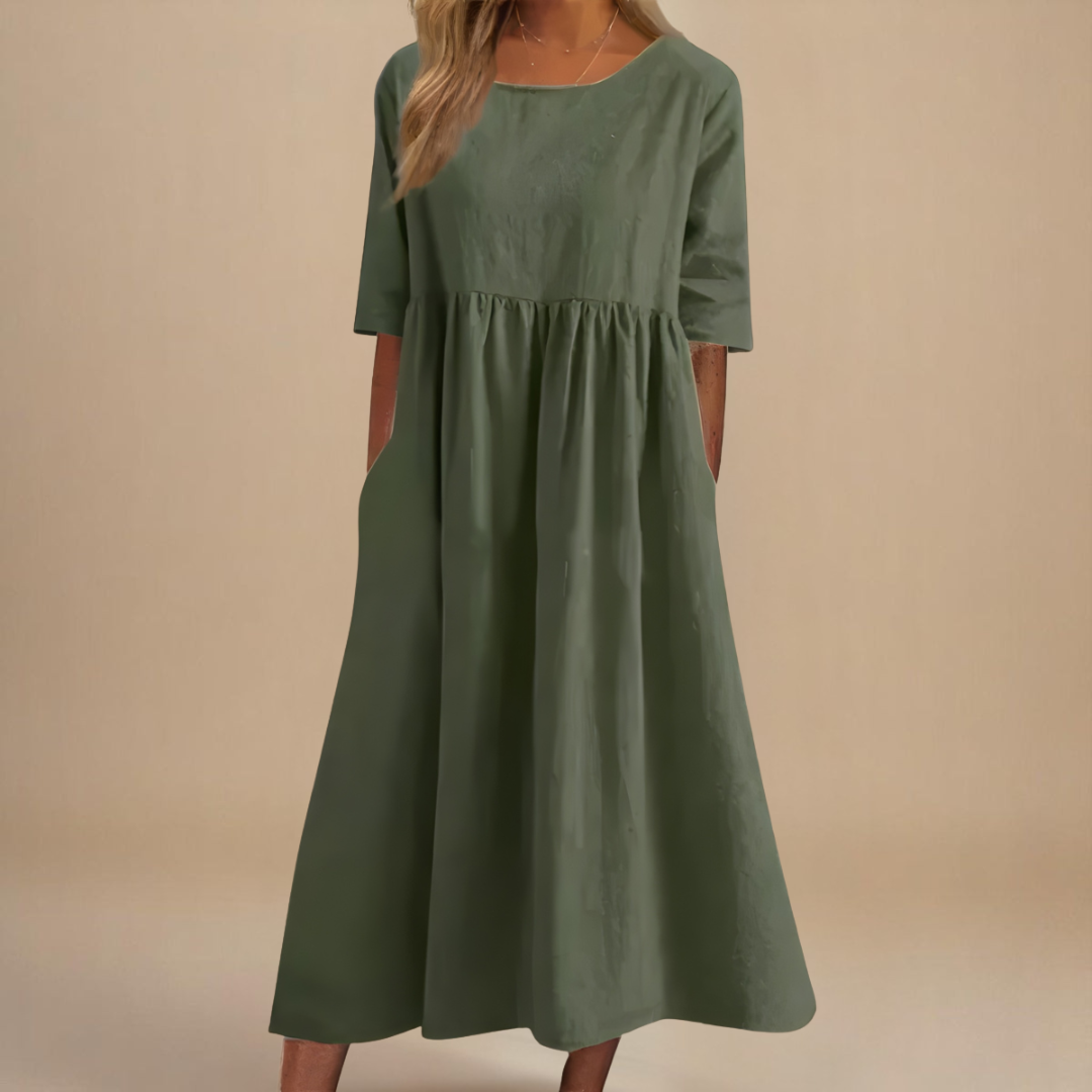 Theodora | Women's Soft A-Line Flattering Midi Dress
