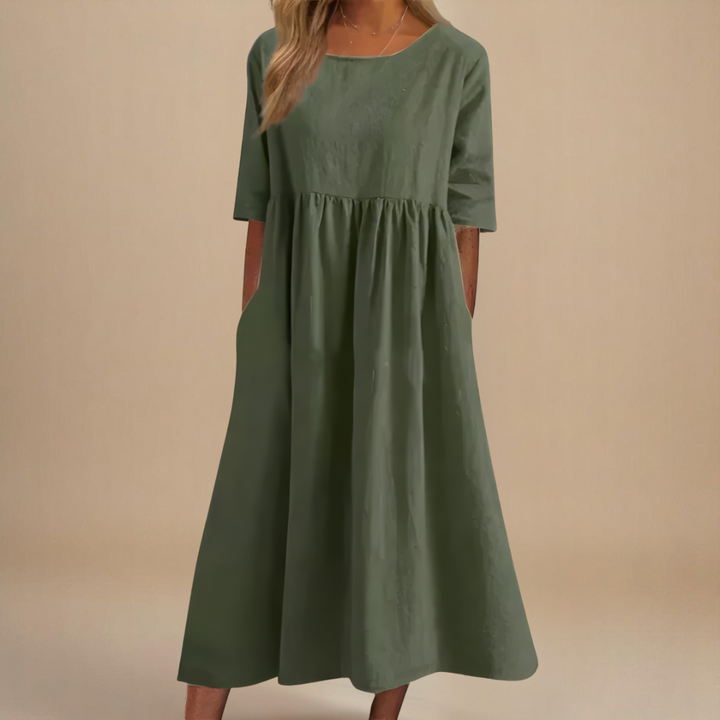 Theodora | Women's Soft A-Line Flattering Midi Dress