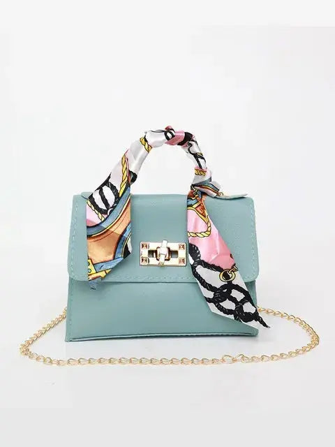 Sabelle | Women's Structured Chain Bag with Scarf-Wrapped Handle