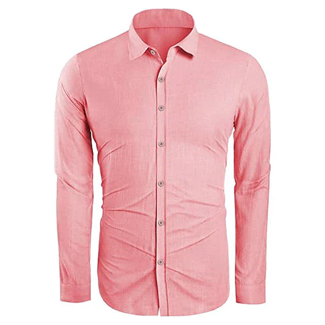 Men's Linen Shirt with Cotton-Linen Blend for Summer
