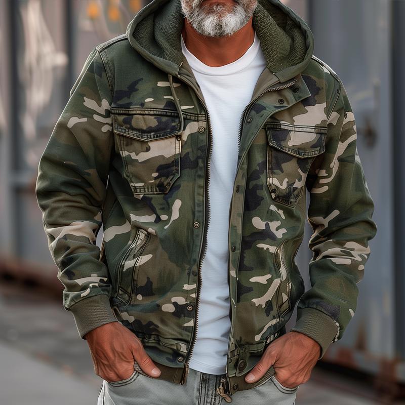 Valery | Men's Camouflage Hooded Cargo Jacket