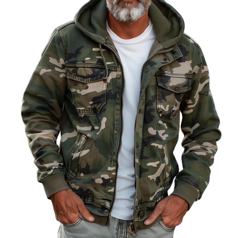 Valery | Men's Camouflage Hooded Cargo Jacket