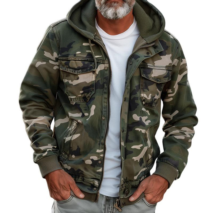 Valery | Men's Camouflage Hooded Cargo Jacket