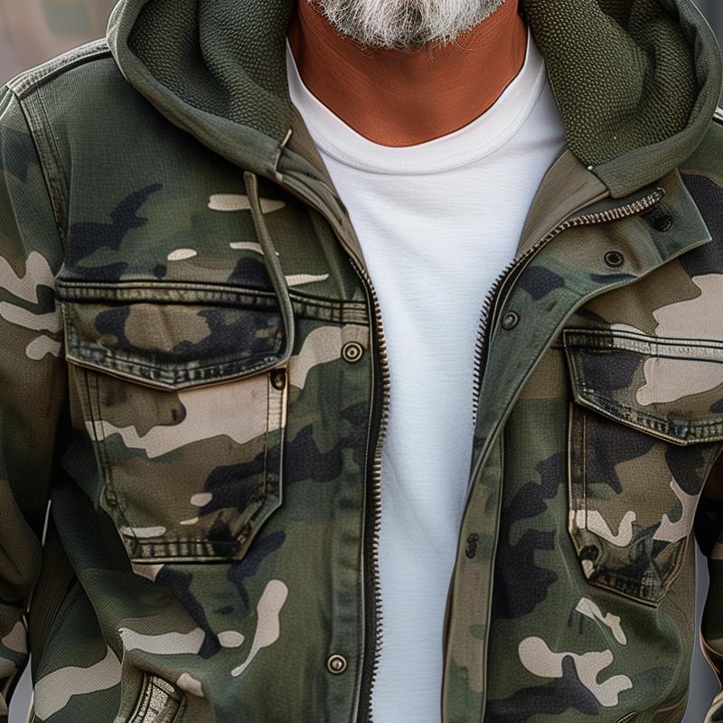 Valery | Men's Camouflage Hooded Cargo Jacket