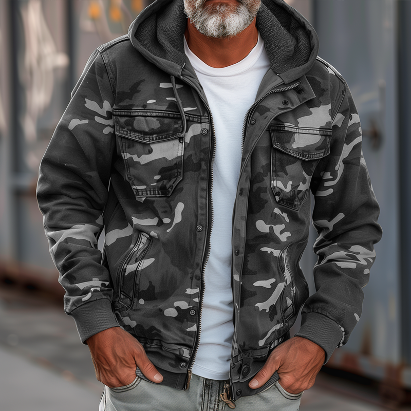 Valery | Men's Camouflage Hooded Cargo Jacket