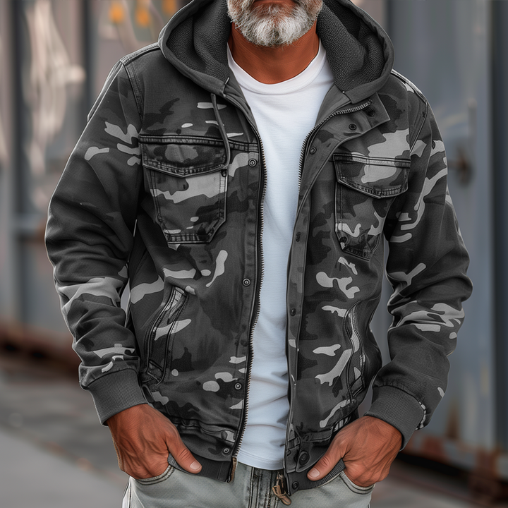 Valery | Men's Camouflage Hooded Cargo Jacket