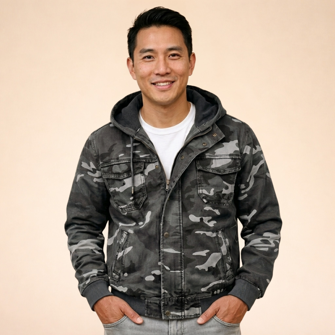 Valery | Men's Camouflage Hooded Cargo Jacket