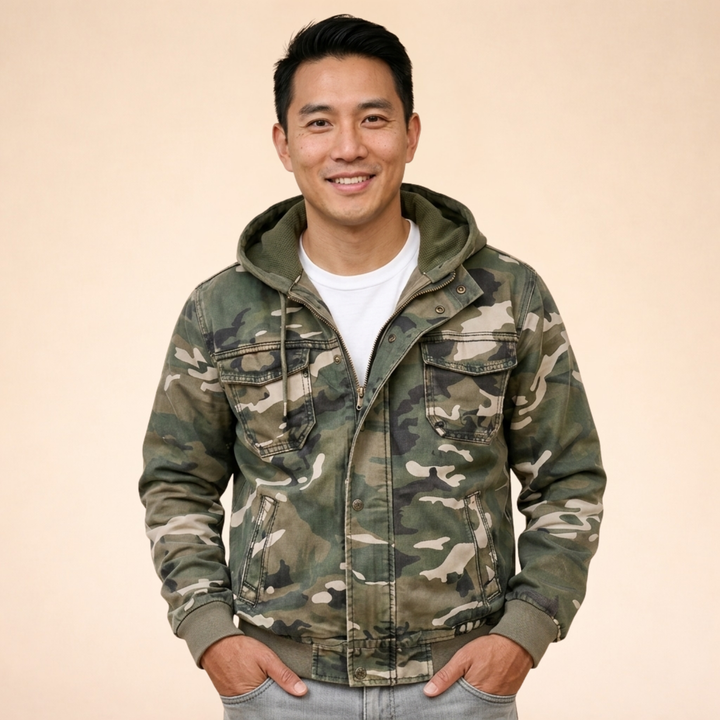 Valery | Men's Camouflage Hooded Cargo Jacket