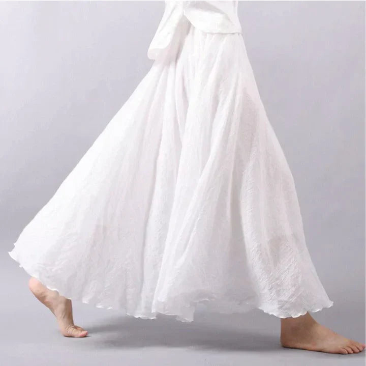 Vangie | Women's Bohemian Cotton Linen A-Line Maxi Skirt