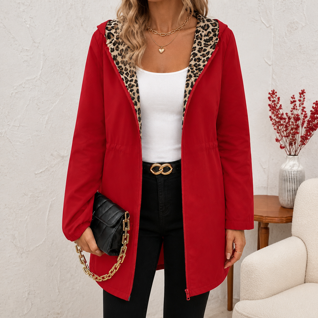Clemence | Women's Reversible Leopard-Lined Hooded Coat