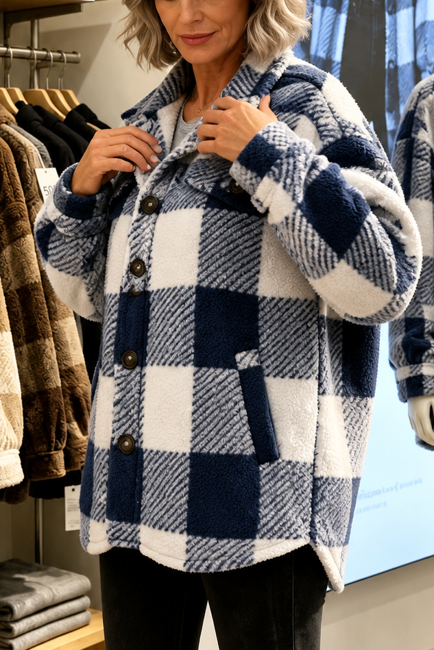 Colombe | Women's Buffalo Check Overshirt Jacket with Chest Pockets