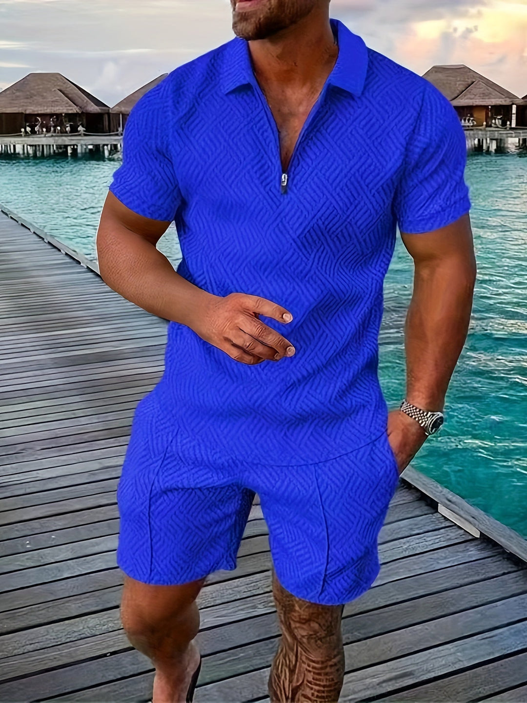 Vincent | Men's Casual Collared Shirt and Shorts Set