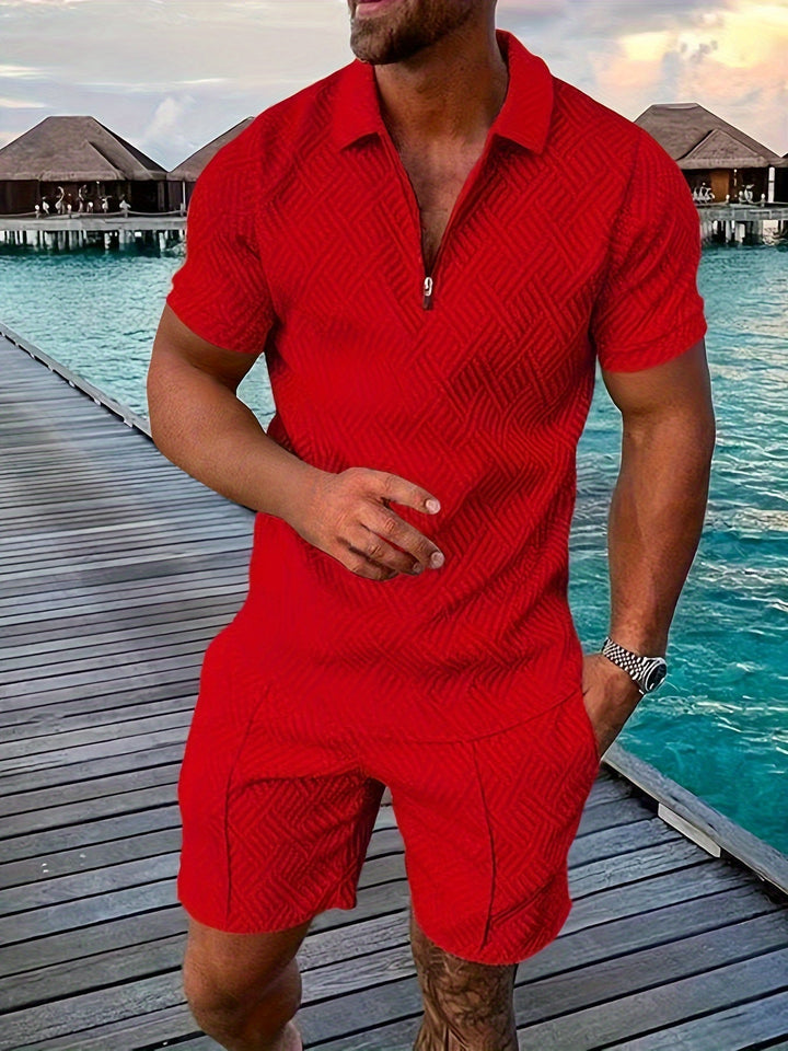 Vincent | Men's Casual Collared Shirt and Shorts Set