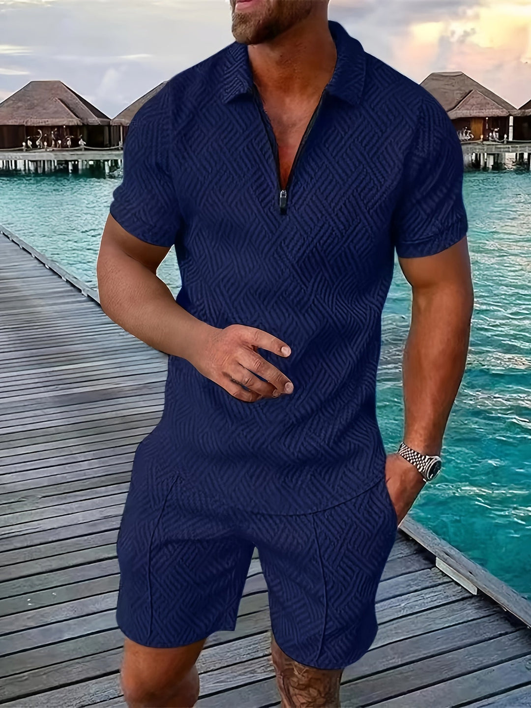Vincent | Men's Casual Collared Shirt and Shorts Set