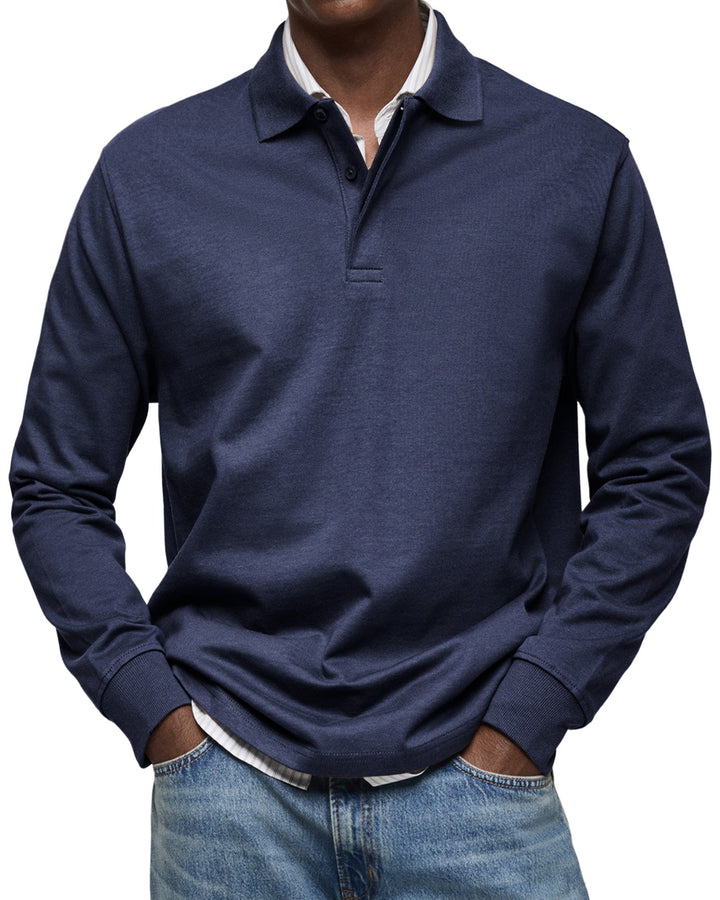 Vincent | Men's Structured Classic Collar Long Sleeve Polo