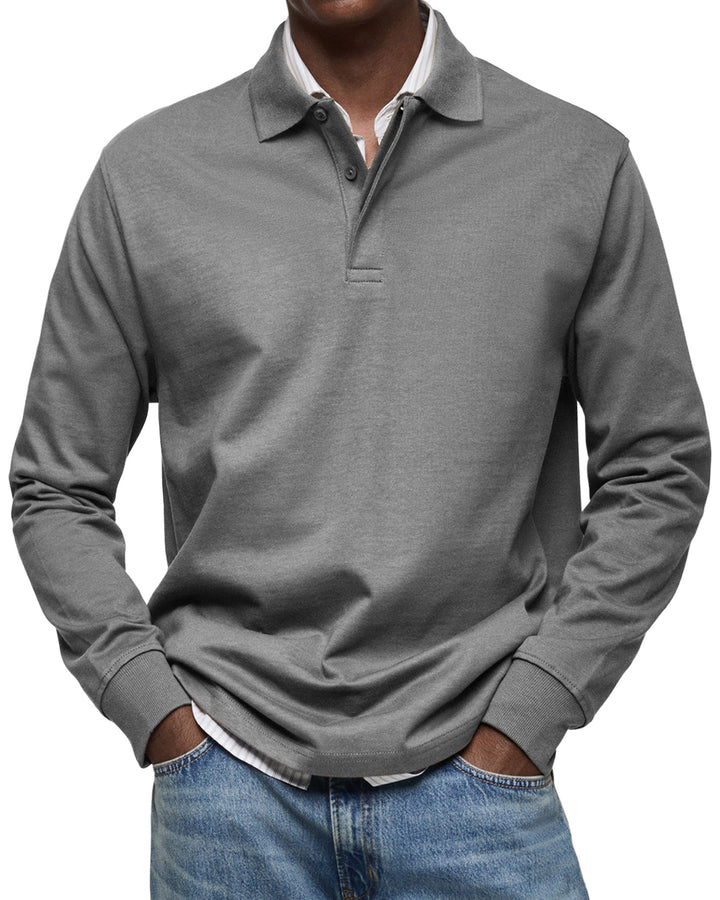 Vincent | Men's Structured Classic Collar Long Sleeve Polo