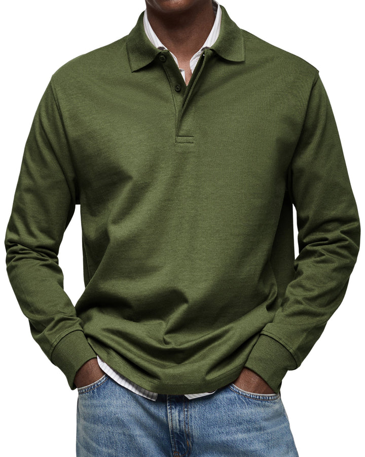 Vincent | Men's Structured Classic Collar Long Sleeve Polo