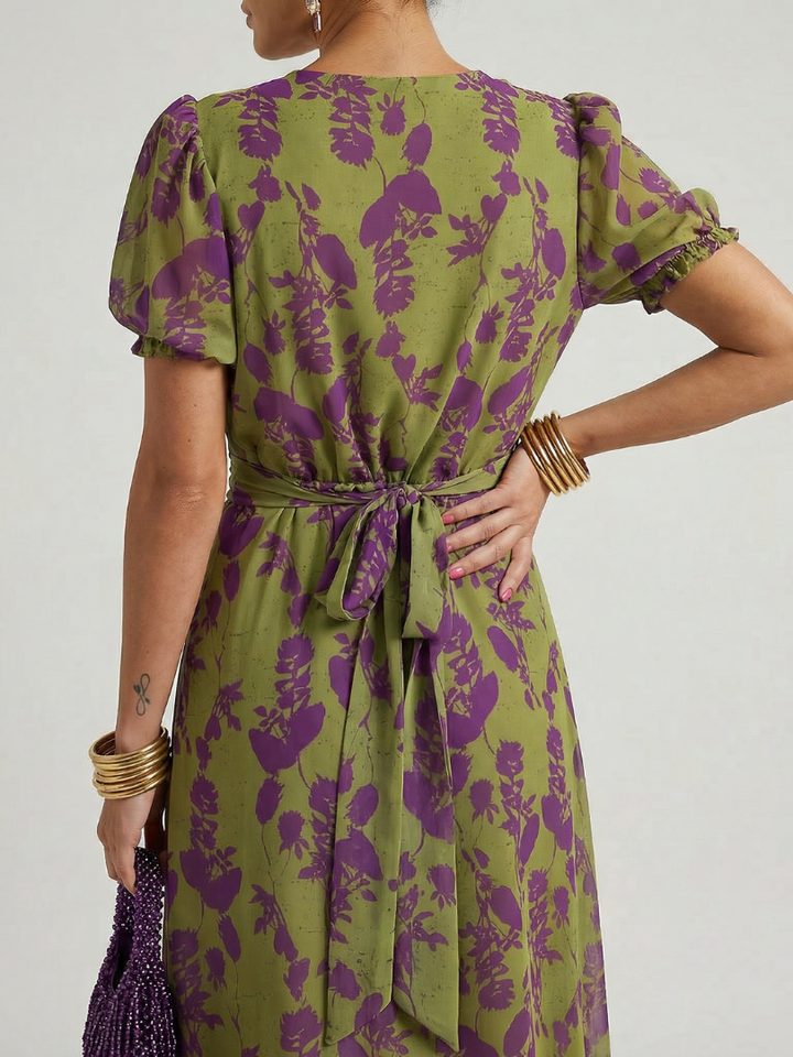 Virelle | Women's Relaxed Wrap-Bodice Floral Midi Dress