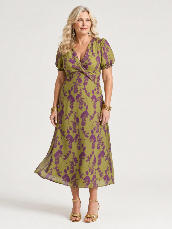 Virelle | Women's Relaxed Wrap-Bodice Floral Midi Dress
