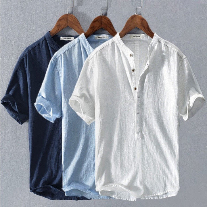 Vivienne | Women's Breathable Short-Sleeve Linen Henley Blouse