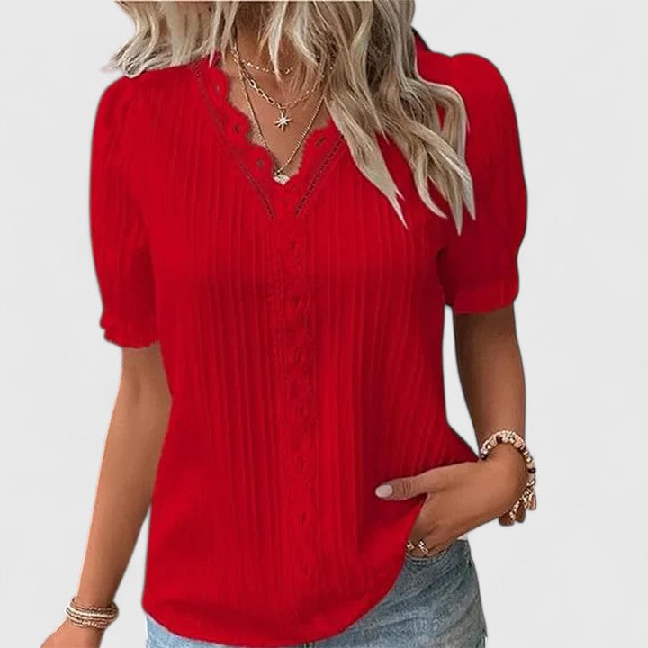 Vivienne | Women's Chic V-Neck Short-Sleeve Summer Blouse