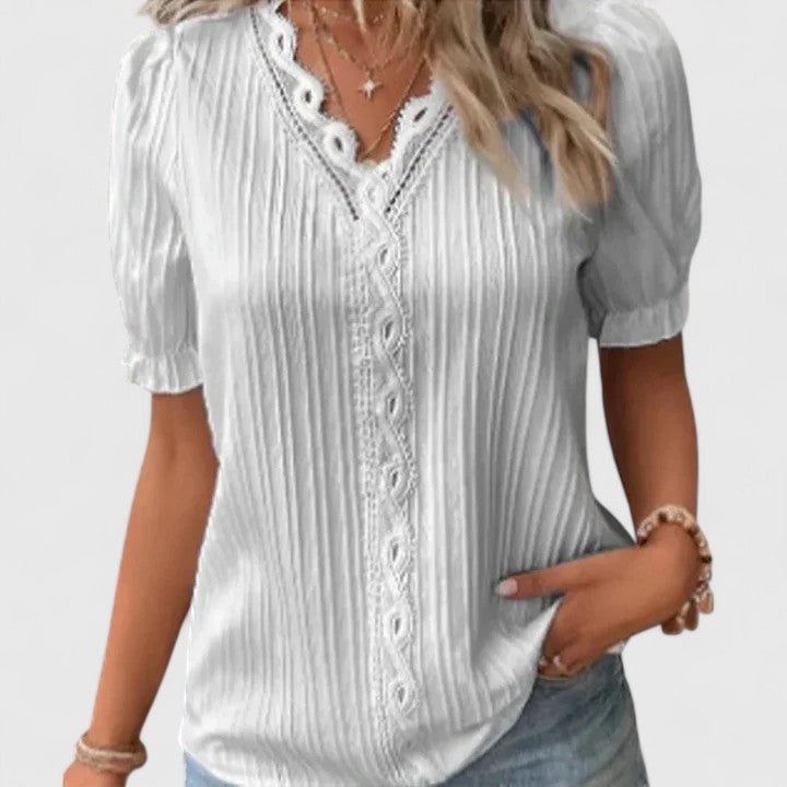 Vivienne | Women's Chic V-Neck Short-Sleeve Summer Blouse
