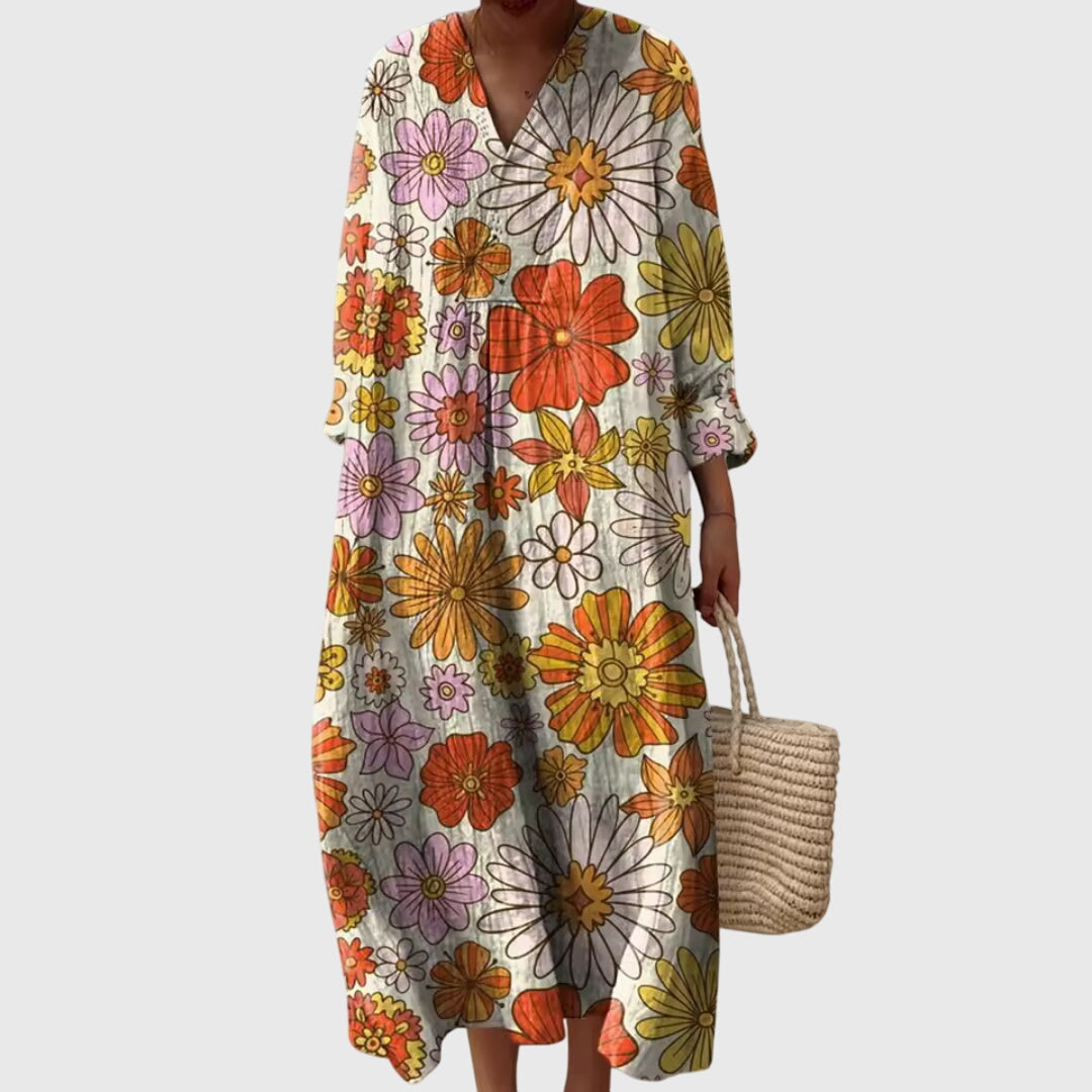 Vivienne | Women's Geometric Print Fluid Midi Dress