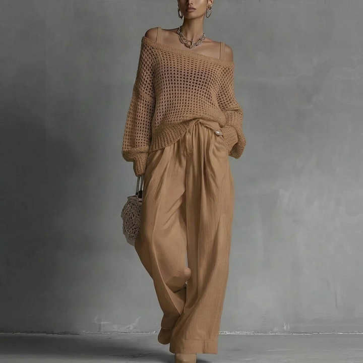 Vivienne | Women's Off-Shoulder Wide-Leg Two-Piece Set