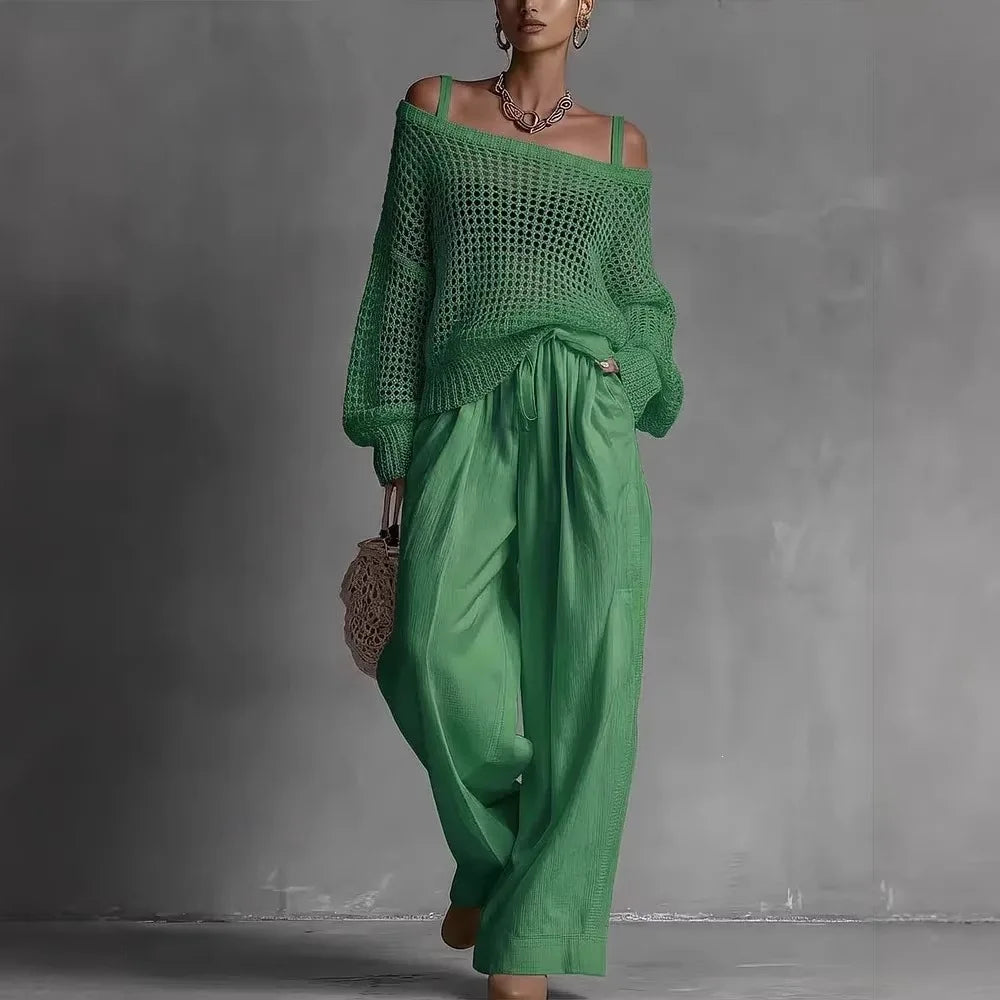 Vivienne | Women's Off-Shoulder Wide-Leg Two-Piece Set