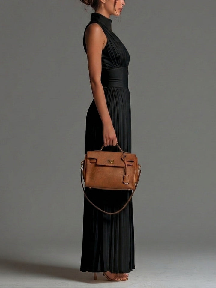 Vivienne | Women's Sleeveless Pleated Wide-Leg Chiffon Jumpsuit