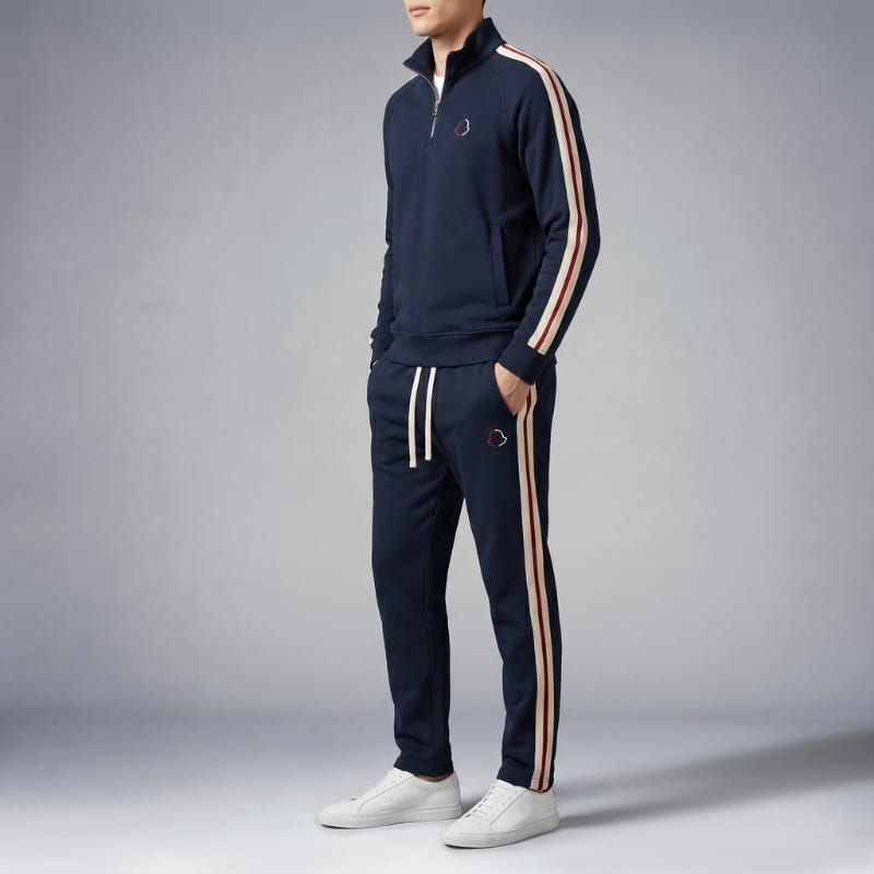 Wendell | Men's Side-Stripe Zip-Through Tracksuit Set