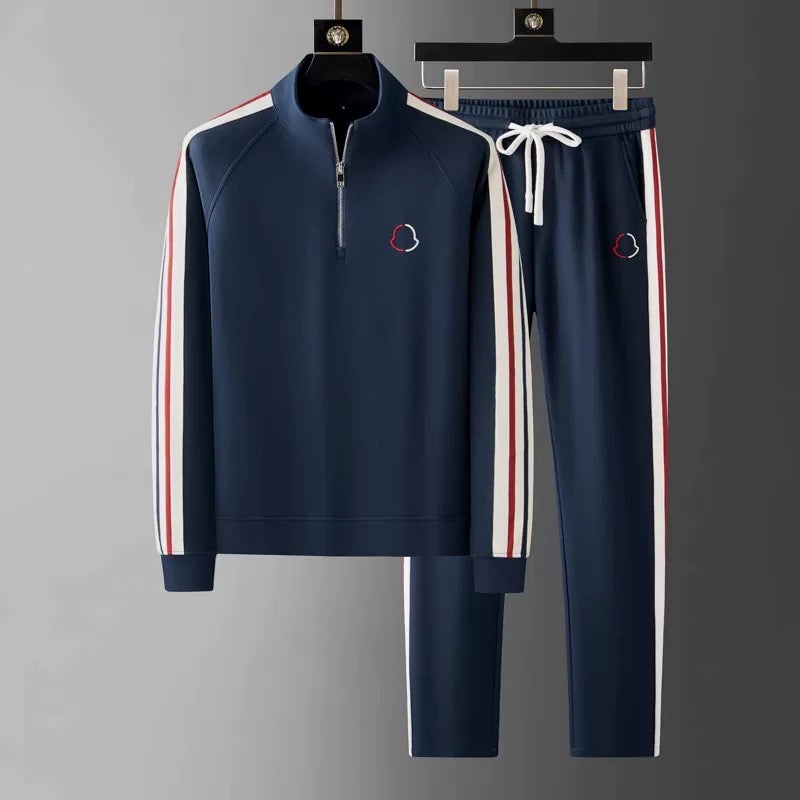 Wendell | Men's Side-Stripe Zip-Through Tracksuit Set