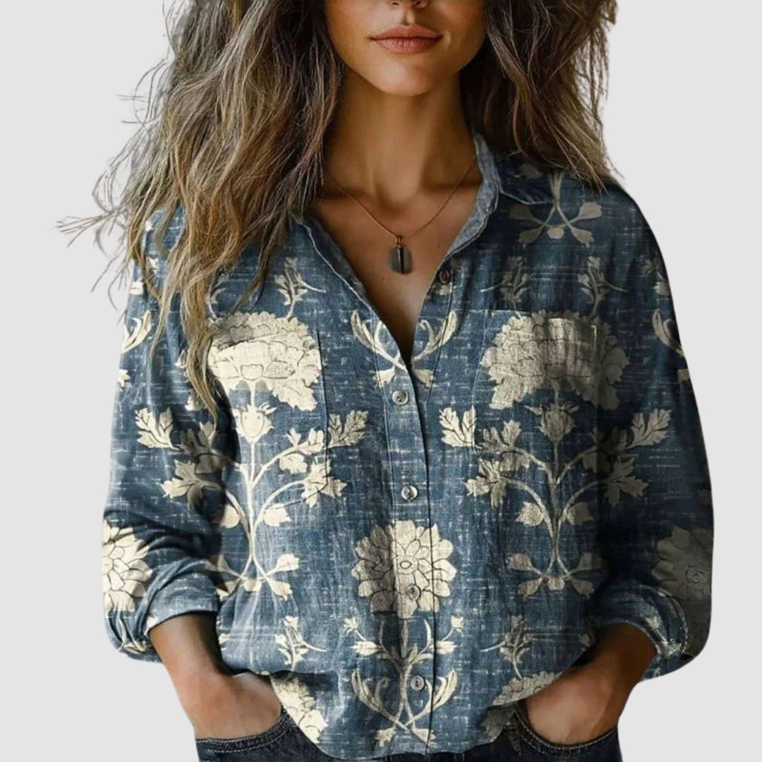 Wilhelmina | Women's Vintage Printed Bohemian Relaxed Blouse