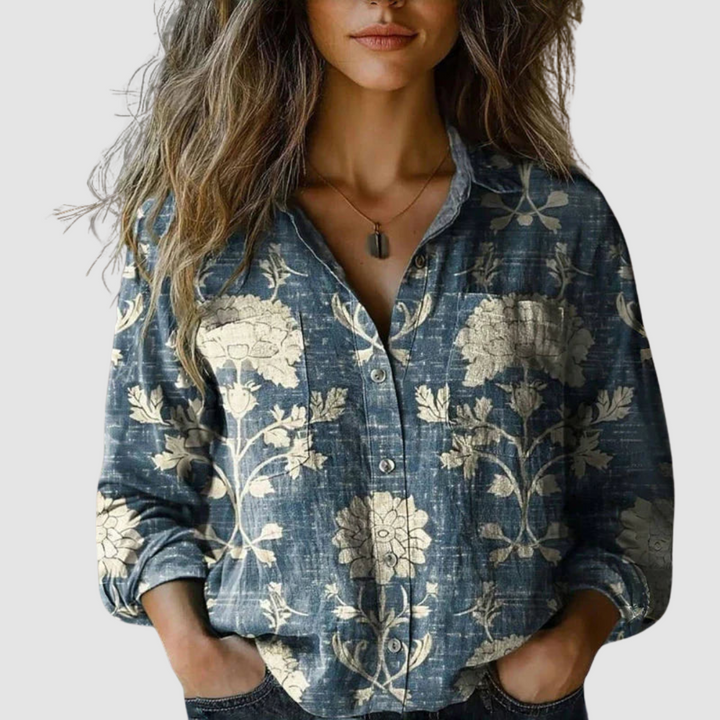 Wilhelmina | Women's Vintage Printed Bohemian Relaxed Blouse