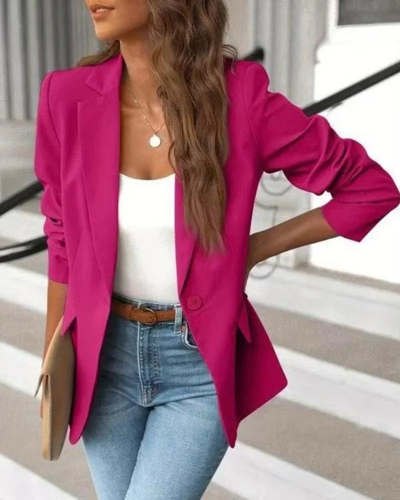 Josette | Women's Tailored Blazer with Ruched Three-Quarter Sleeves