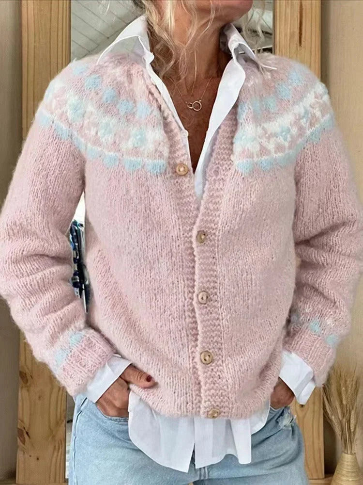 Berthe | Women's Fair Isle Button-Front Cardigan