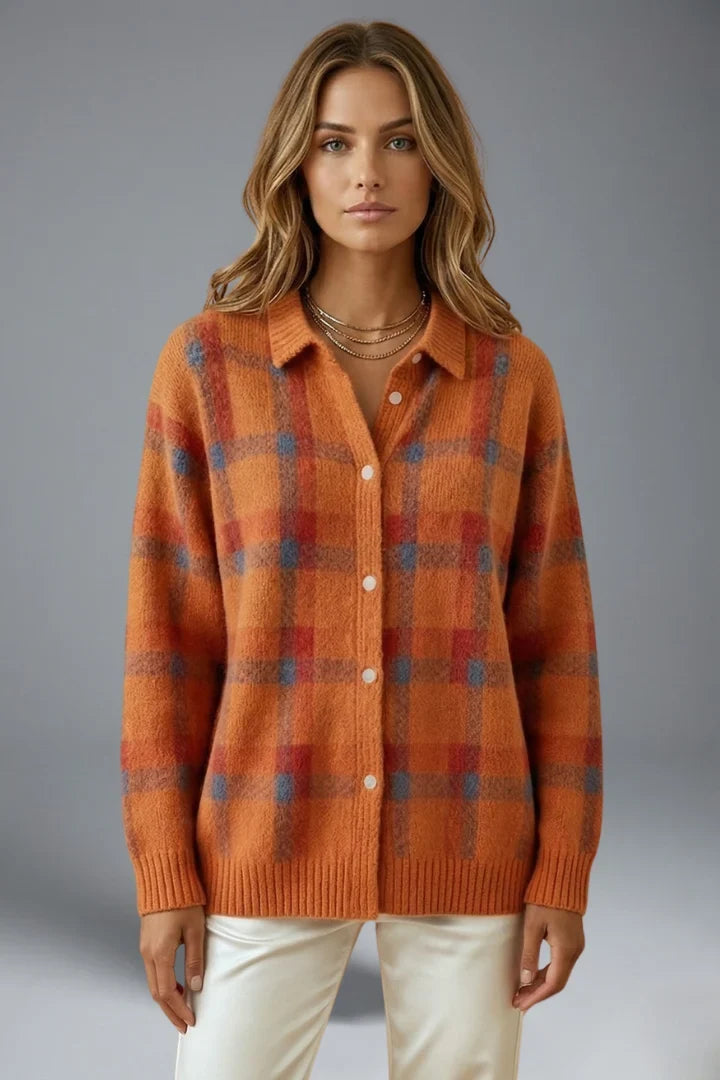 Nine | Women's Check Cardigan with Collar
