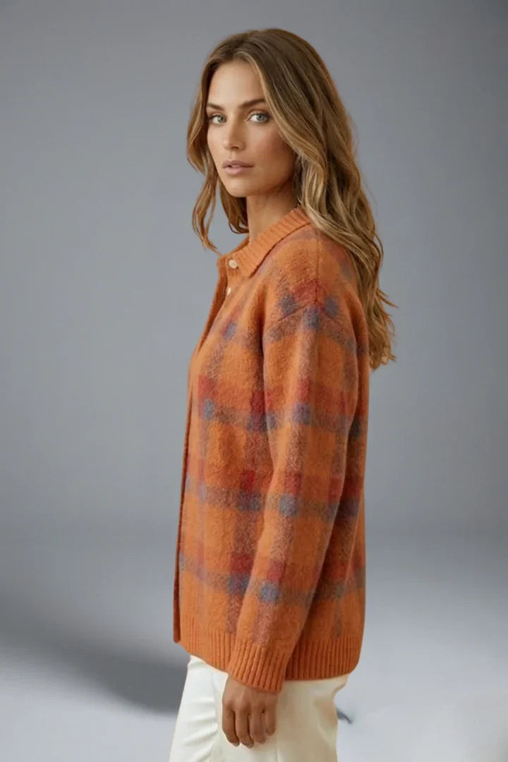 Nine | Women's Check Cardigan with Collar