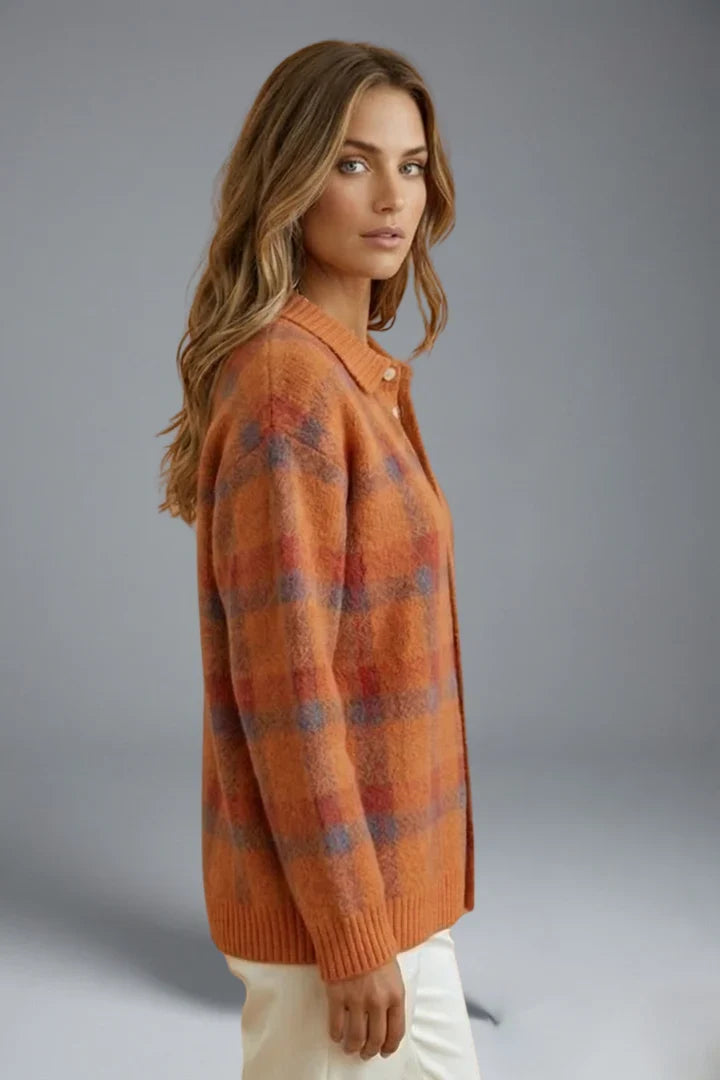 Nine | Women's Check Cardigan with Collar