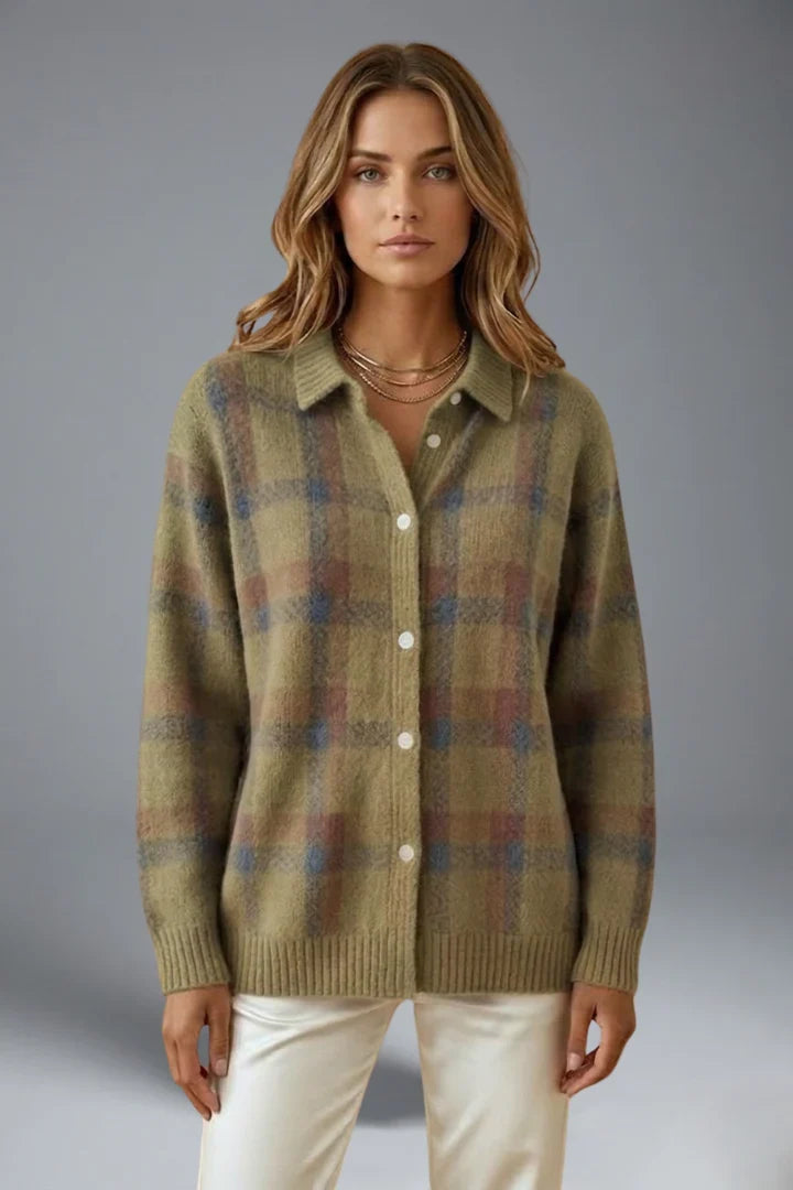 Nine | Women's Check Cardigan with Collar
