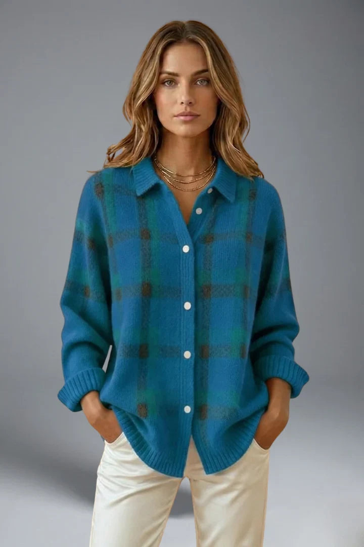 Nine | Women's Check Cardigan with Collar