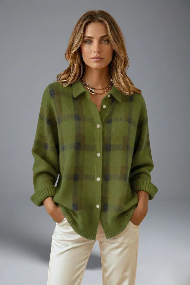 Nine | Women's Check Cardigan with Collar