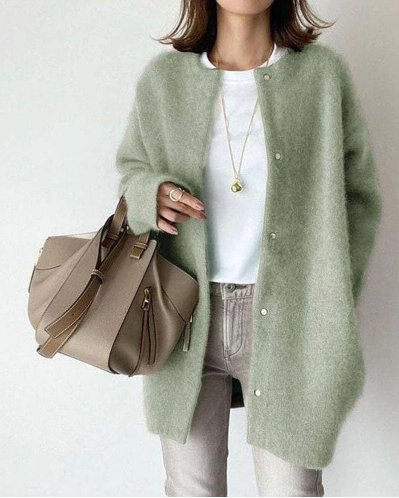 Guilaine | Women's Longline Open-Front Cardigan with Pearl Buttons