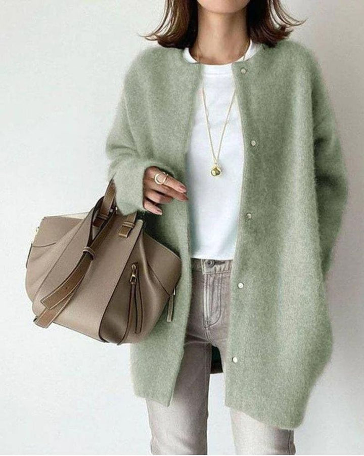Guilaine | Women's Longline Open-Front Cardigan with Pearl Buttons