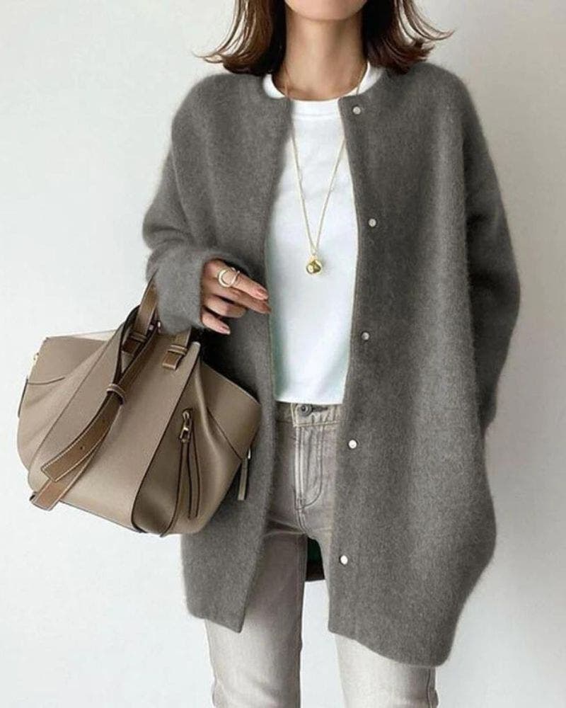 Guilaine | Women's Longline Open-Front Cardigan with Pearl Buttons