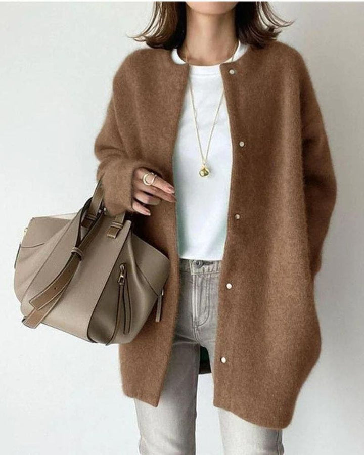 Guilaine | Women's Longline Open-Front Cardigan with Pearl Buttons